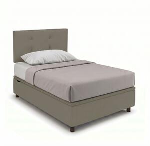 Letto Singolo Contenitore Imbottito 80x190 cm Similpelle Cappuccino BoxMax Testata Button