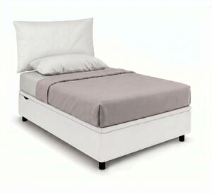 Letto Singolo Contenitore Imbottito 80x190 cm Similpelle Bianco BoxMax Testata Soft