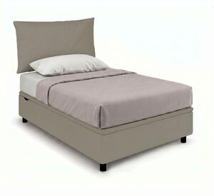 Letto Singolo Contenitore Imbottito 80x190 cm Similpelle Cappuccino BoxMax Testata Soft