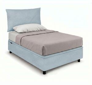Letto Singolo Contenitore Imbottito 80x190 cm Microfibra Azzurro BoxMax Testata Soft