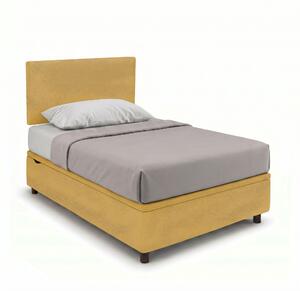 Letto Singolo Contenitore Imbottito 80x200 cm Microfibra Ocra BoxMax Testata Flat
