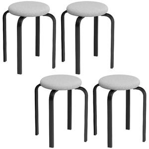 Set di 4 Sgabelli Impilabili HOMCOM Moderni con Cuscino Tondi, Grigio | Aosom Italy