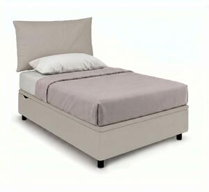 Letto Singolo Contenitore Imbottito 80x190 cm Similpelle Tortora BoxMax Testata Soft