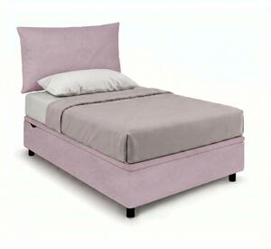 Letto Singolo Contenitore Imbottito 80x190 cm Microfibra Glicine BoxMax Testata Soft