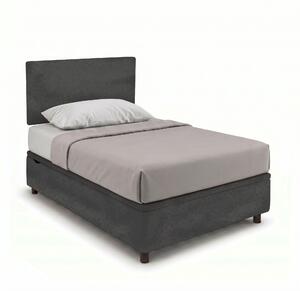 Letto 1 Piazza e Mezza Contenitore Imbottito 120x200 cm Microfibra Grigio Boxmax Testata Flat