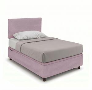 Letto 1 Piazza e Mezza Contenitore Imbottito 120x190 cm Microfibra Glicine Boxmax Testata Flat