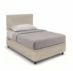 Letto 1 Piazza e Mezza Contenitore Imbottito 120x200 cm Microfibra Sabbia Boxmax Testata Flat