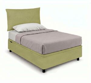 Letto Singolo Contenitore Imbottito 80x190 cm Microfibra Tè Verde BoxMax Testata Soft