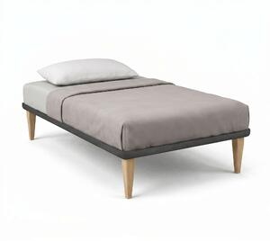 Letto Singolo con Rete Rivestita 80x190 cm Microfibra Grigio Tessis