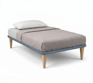 Letto Singolo con Rete Rivestita 80x200 cm Microfibra Blu Tessis