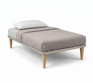 Letto Singolo con Rete Rivestita 80x190 cm Similpelle Tortora Tessis
