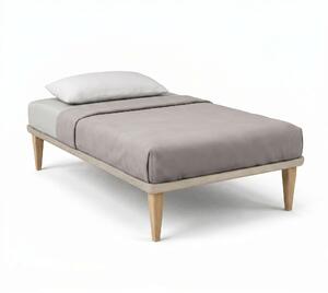 Letto Singolo con Rete Rivestita 80x190 cm Microfibra Sabbia Tessis