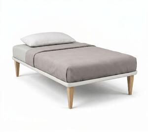 Letto Singolo con Rete Rivestita 80x190 cm Similpelle Bianco Tessis