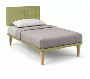 Letto 1 Piazza e Mezza con Rete Rivestita 120x200 cm Microfibra Tè Verde Tessis Testata Vertical