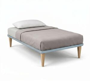 Letto 1 Piazza e Mezza con Rete Rivestita 120x200 cm Microfibra Azzurro Tessis