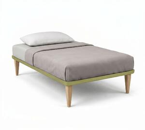 Letto 1 Piazza e Mezza con Rete Rivestita 120x190 cm Microfibra Tè Verde Tessis