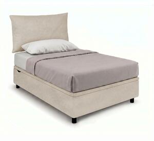 Letto Singolo Contenitore Imbottito 80x190 cm Microfibra Sabbia BoxMax Testata Soft