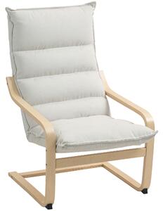 HOMCOM Poltrona a Dondolo Moderna con Braccioli in Legno e Cuscini Spessi in Velluto, 67x83x105 cm, Crema | Aosom Italy
