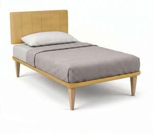 Letto 1 Piazza e Mezza con Rete Rivestita 120x190 cm Microfibra Ocra Tessis Testata Vertical