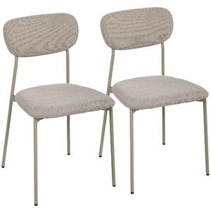 HOMCOM Set 2 sedie da pranzo impilabili in tessuto e imbottite, Marrone chiaro | Aosom Italy