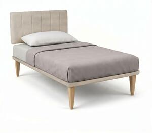 Letto Singolo con Rete Rivestita 80x190 cm Microfibra Sabbia Tessis Testata Vertical