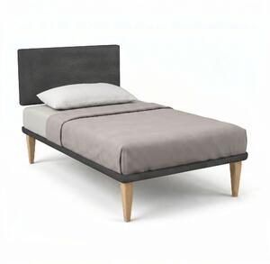 Letto 1 Piazza e Mezza con Rete Rivestita 120x190 cm Microfibra Grigio Tessis Testata Flat