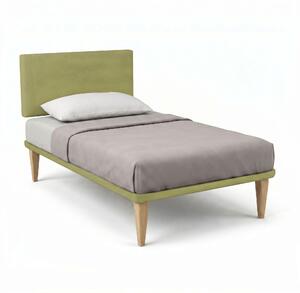 Letto 1 Piazza e Mezza con Rete Rivestita 120x190 cm Microfibra Tè Verde Tessis Testata Flat