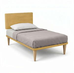 Letto 1 Piazza e Mezza con Rete Rivestita 120x200 cm Microfibra Ocra Tessis Testata Flat