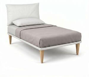 Letto Singolo con Rete Rivestita 80x190 cm Similpelle Bianco Tessis Testata Soft