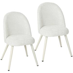 HOMCOM Set 2 Sedie da Pranzo in Velluto, Seduta Imbottita, Bianco | Aosom Italy