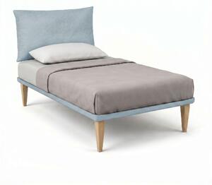 Letto 1 Piazza e Mezza con Rete Rivestita 120x200 cm Microfibra Azzurro Tessis Testata Soft