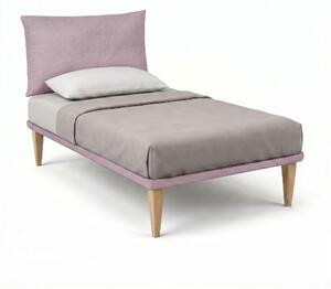 Letto 1 Piazza e Mezza con Rete Rivestita 120x200 cm Microfibra Glicine Tessis Testata Soft