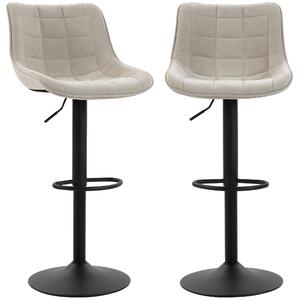 HOMCOM Set 2 Sgabelli Bar Girevoli Regolabili con Base in Metallo e Schienale, Bianco Crema | Aosom Italy