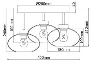 Globo 15572-3D - Plafoniera SHAUN 3xE27ILLU/40W/230V nero