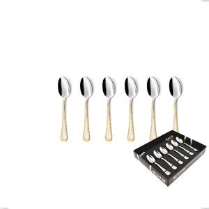 Confezione vetrina 6 pezzi moka Firenze oro, acciaio 18-10, oro 24 carati , spessore 2.5 mm