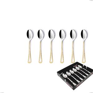 Confezione vetrina 6 pezzi caff� Firenze oro, acciaio 18-10, oro 24 carati , spessore 2.5 mm