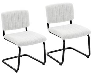 HOMCOM Set 2 sedie da pranzo imbottite in tessuto teddy con gambe a slitta, crema | Aosom Italy