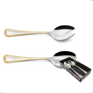 Confezione vetrina 2 pezzi insalata Firenze oro, acciaio 18-10, oro 24 carati , spessore 2.5 mm