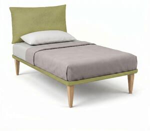Letto Singolo con Rete Rivestita 80x200 cm Microfibra Tè Verde Tessis Testata Soft