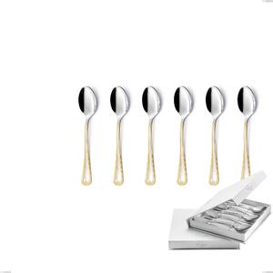 Confezione a libro 6 pezzi cucchiaini caff� Firenze oro, acciaio 18-10, oro 24 carati , spessore 2.5 mm