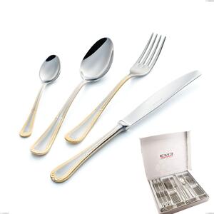 Cofanetto 24 pezzi Firenze oro, acciaio 18-10, oro 24 carati , spessore 2.5 mm