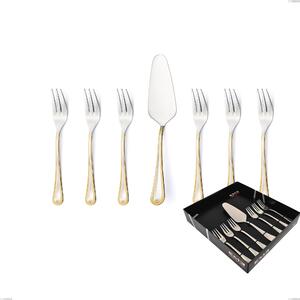 Confezione vetrina 7 pezzi dolce Firenze oro, acciaio 18-10, oro 24 carati , spessore 2.5 mm