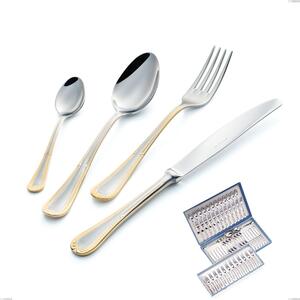 Servizio di posate 75 pezzi in astuccio regalo Firenze oro, acciaio 18-10, oro 24 carati , spessore 2.5 mm