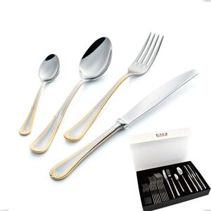 Servizio Posate FIRENZE ORO 24 pezzi acciaio inox e oro 18/10 AISI304 spessore 2.5 mm In Confezione Panoramica