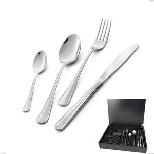Servizio di posate 24 pezzi in astuccio di legno coltello economico Galles, Acciaio inox 18/10 (aisi 304), spessore 2.00 mm