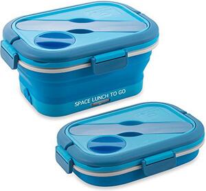 MACOM Scaldavivande Elettrico Portavivande Pieghevole Salvaspazio con posate colore Blu - 864 Space Lunch to Go