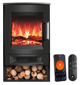 TolleTour caminetto elettrico caminetto elettrico 900W/1800W stufa elettrica effetto fiamma LED nero