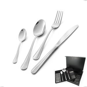 Servizio di posate 75 pezzi in astuccio di legno coltello economico Galles, Acciaio inox 18/10 (aisi 304), spessore 2.00 mm