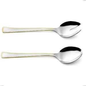 Coppia insalata Galles oro, acciaio 18-10, oro 24 carati lucido, spessore 2 mm, lunghezza 231 mm