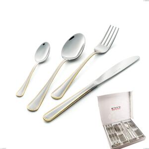 Cofanetto 24 pezzi coltello economico Galles oro, acciaio 18-10, oro 24 carati lucido, spessore 2 mm
